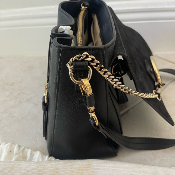 Chloe Faye Day Shoulder Bag Black with Gold Detail - Picture 7 of 13